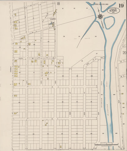 Sanborn Fire Insurance Map from Seaside, Clatsop County, Oregon (1921), Sheet #0019 - Complete Map Set gallery image, historic Sanborn map, vintage wall art, Oregon Oregon