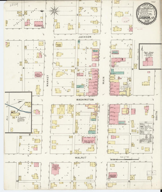 Sanborn Fire Insurance Map from Lisbon, Linn County, Iowa (1894), Sheet #0001 - Historic Sanborn Fire Insurance Map Print, vintage old map wall art