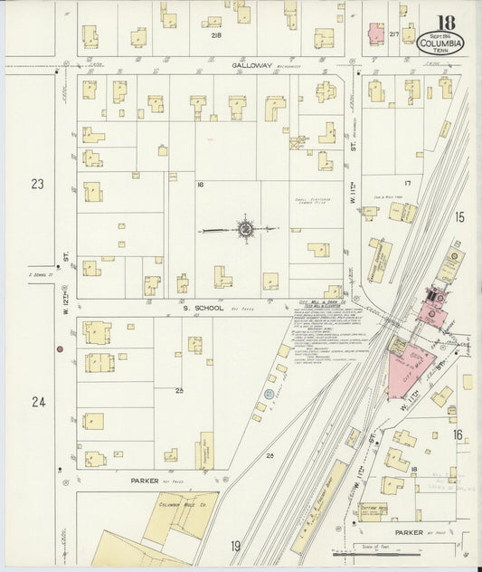 Sanborn Fire Insurance Map from Columbia, Maury County, Tennessee (1914), Sheet #0018 - Historic Sanborn Fire Insurance Map Print, vintage old map wall art, antique decor, genealogy gift, Tennessee Tennessee map