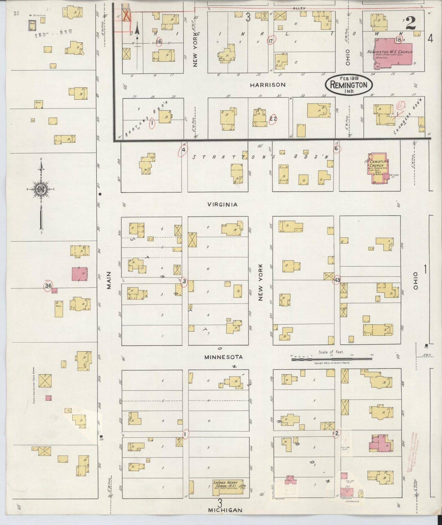Sanborn Fire Insurance Map from Remington, Jasper County, Indiana (1932), Sheet #0002 - Complete Map Set gallery image, historic Sanborn map, vintage wall art, Indiana Indiana
