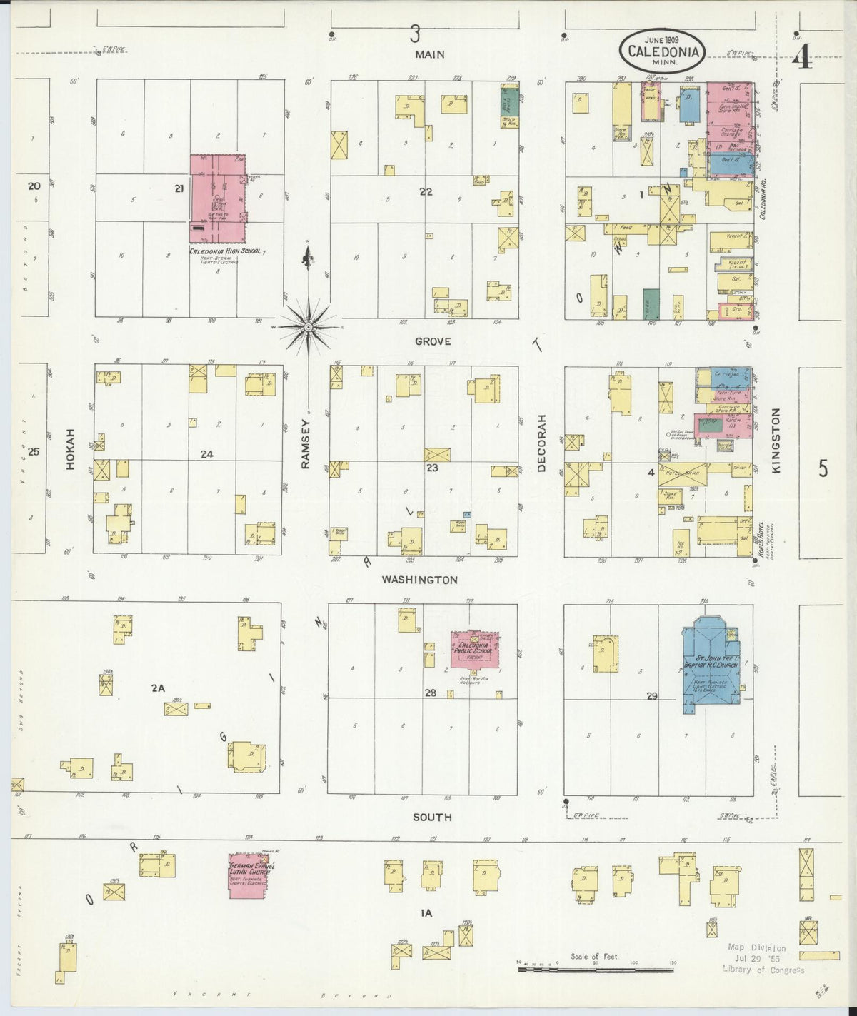 Sanborn Fire Insurance Map from Caledonia, Houston County, Minnesota (1909), Sheet #0004 - Complete Map Set gallery image, historic Sanborn map, vintage wall art, Minnesota Minnesota