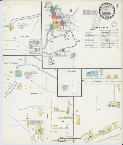 Sanborn Fire Insurance Map from Rushford, Fillmore County, Minnesota (1900), Sheet #0001 - Historic Sanborn Fire Insurance Map Print, vintage old map wall art, antique decor, genealogy gift, Minnesota Minnesota map