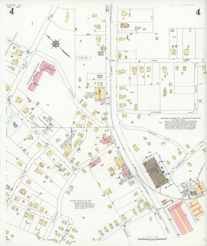 Sanborn Fire Insurance Map from Clover, York County, South Carolina (1934), Sheet #0004 - Complete Map Set gallery image, historic Sanborn map, vintage wall art, South Carolina South Carolina