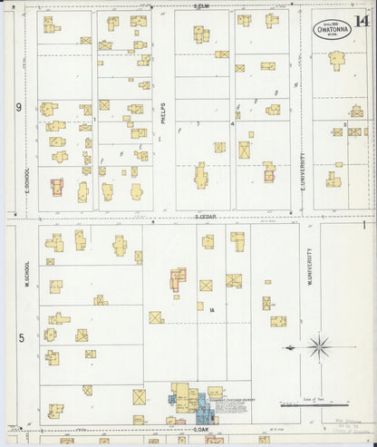 Sanborn Fire Insurance Map from Owatonna, Steele County, Minnesota (1900), Sheet #0014 - Historic Sanborn Fire Insurance Map Print, vintage old map wall art, antique decor, genealogy gift, Minnesota Minnesota map