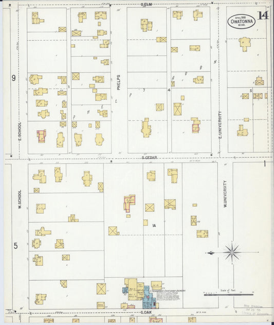 Sanborn Fire Insurance Map from Owatonna, Steele County, Minnesota (1900), Sheet #0014 - Historic Sanborn Fire Insurance Map Print, vintage old map wall art, antique decor, genealogy gift, Minnesota Minnesota map