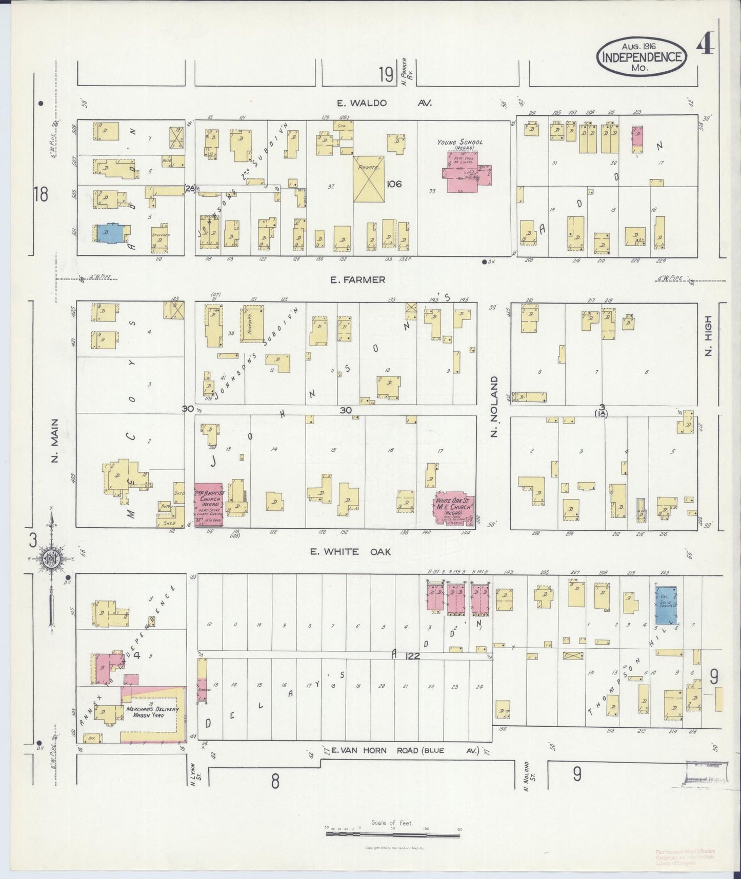 Sanborn Fire Insurance Map from Independence, Jackson County, Missouri (1916), Sheet #0004 - Historic Sanborn Fire Insurance Map Print, vintage old map wall art, antique decor, genealogy gift, Missouri Missouri map