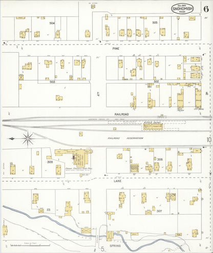 Sanborn Fire Insurance Map from Snohomish, Snohomish County, Washington (1905), Sheet #0006 - Complete Map Set gallery image, historic Sanborn map, vintage wall art, Washington Washington