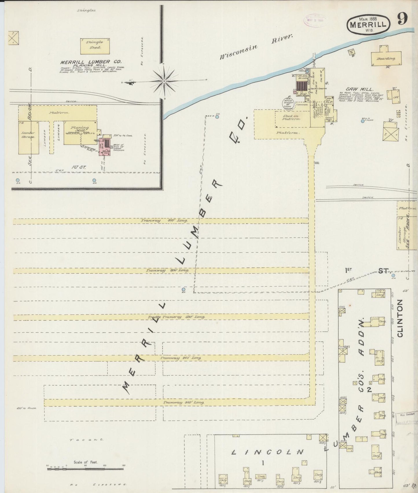 Sanborn Fire Insurance Map from Merrill, Lincoln County, Wisconsin (1888), Sheet #0009 - Complete Map Set gallery image, historic Sanborn map, vintage wall art, Wisconsin Wisconsin