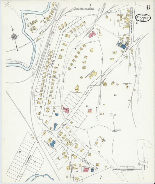 Sanborn Fire Insurance Map from Franklin, Sussex County, New Jersey (1920), Sheet #0006 - Historic Sanborn Fire Insurance Map Print, vintage old map wall art, antique decor, genealogy gift, New Jersey New Jersey map