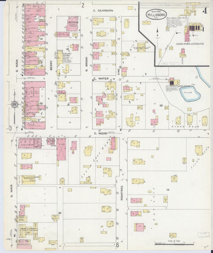Sanborn Fire Insurance Map from Hillsboro, Montgomery County, Illinois (1912), Sheet #0004 - Complete Map Set gallery image, historic Sanborn map, vintage wall art, Illinois Illinois