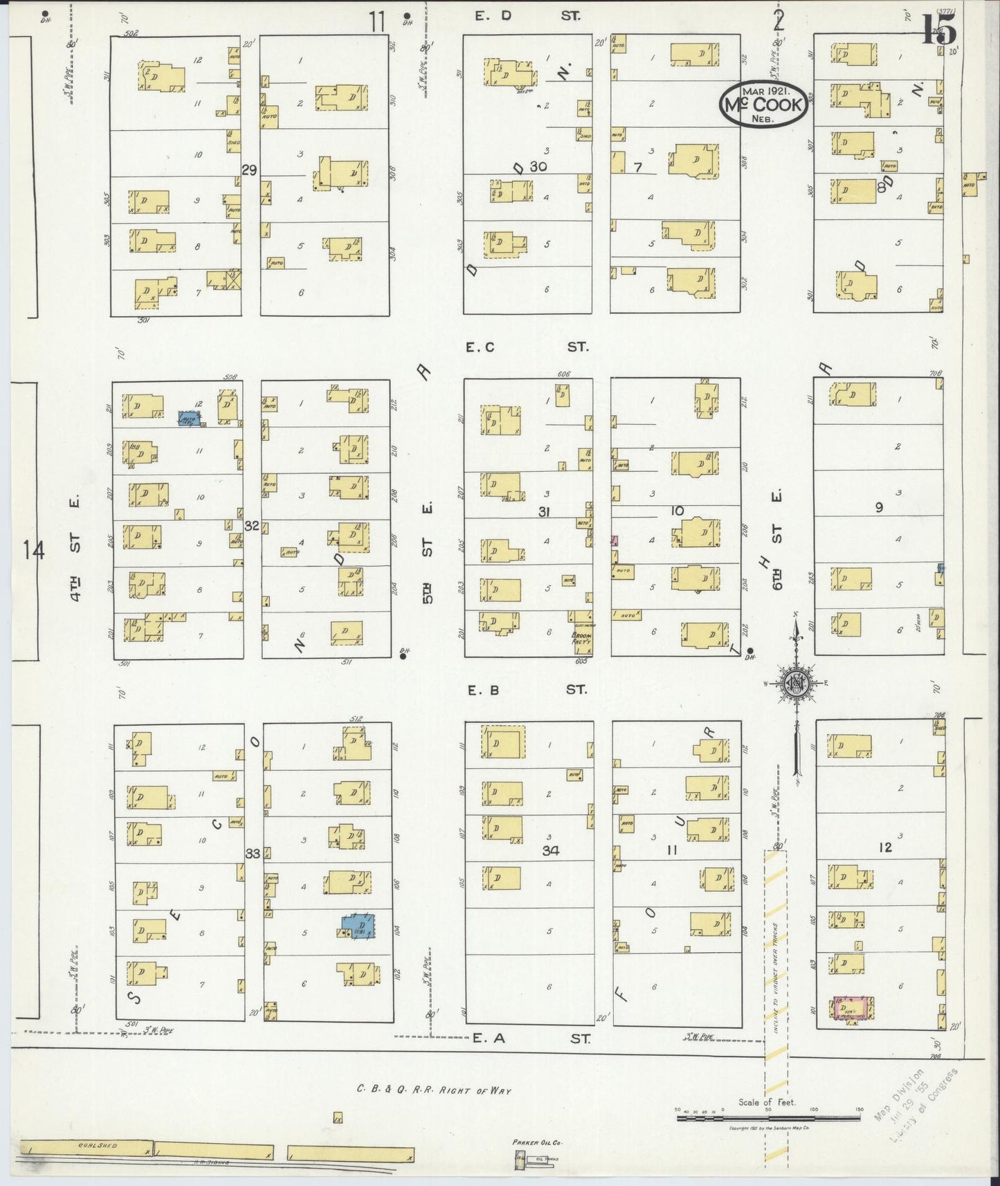 Sanborn Fire Insurance Map from Mccook, Red Willow County, Nebraska (1921), Sheet #0015 - Complete Map Set gallery image, historic Sanborn map, vintage wall art, Nebraska Nebraska