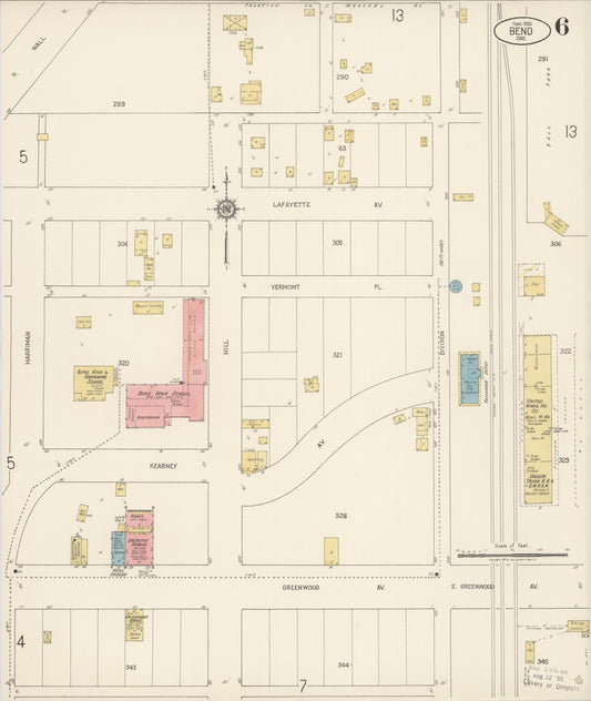 Sanborn Fire Insurance Map from Bend, Deschutes County, Oregon (1920), Sheet #0006 - Historic Sanborn Fire Insurance Map Print, vintage old map wall art, antique decor, genealogy gift, Oregon Oregon map