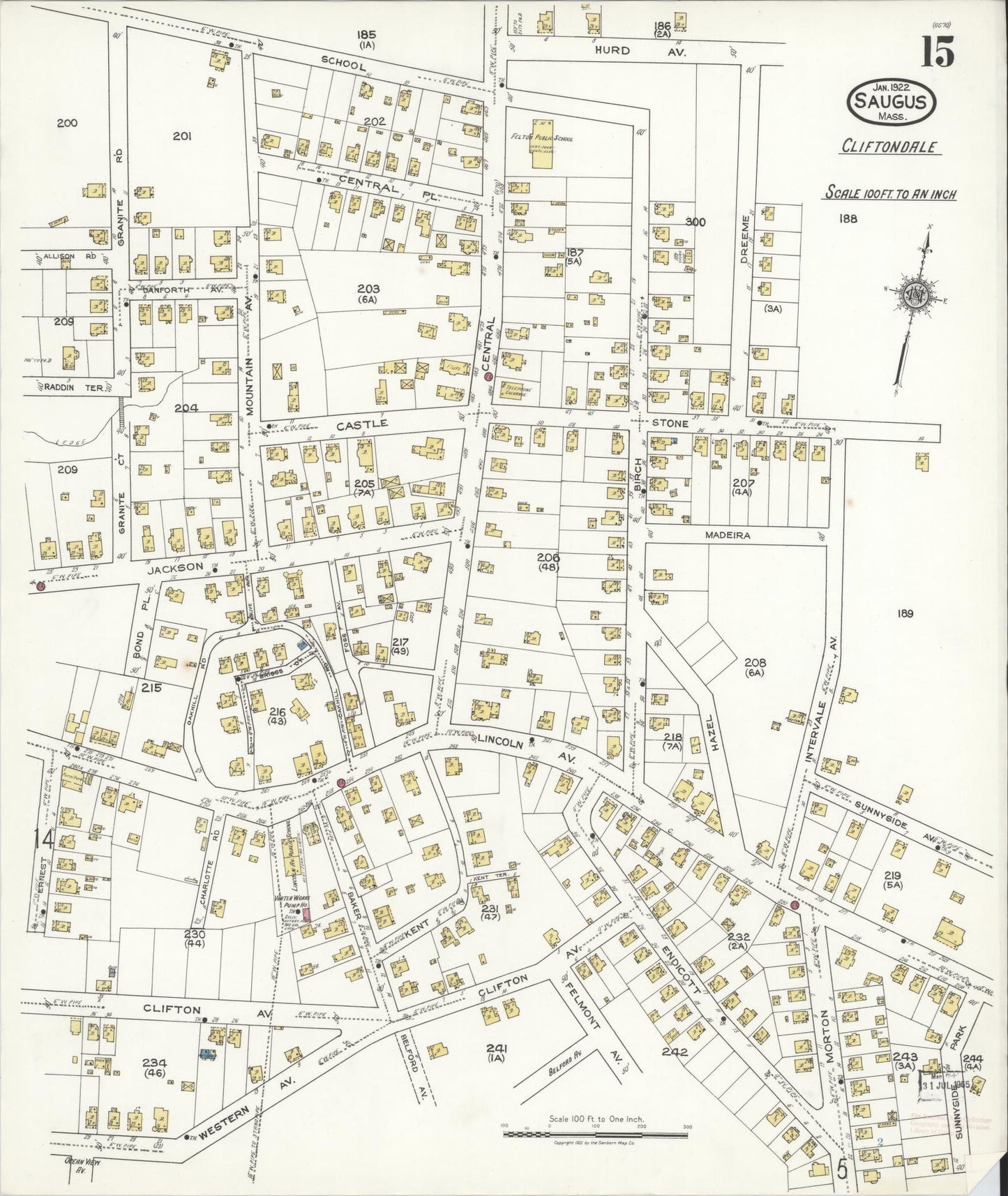 Sanborn Fire Insurance Map from Saugus, Essex County, Massachusetts (1922), Sheet #0015 - Complete Map Set gallery image, historic Sanborn map, vintage wall art, Massachusetts Massachusetts