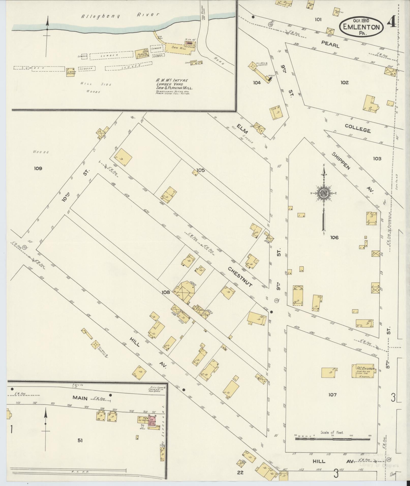 Sanborn Fire Insurance Map from Emlenton, Venango County, Pennsylvania (1910), Sheet #0004 - Historic Sanborn Fire Insurance Map Print, vintage old map wall art, antique decor, genealogy gift, Pennsylvania Pennsylvania map