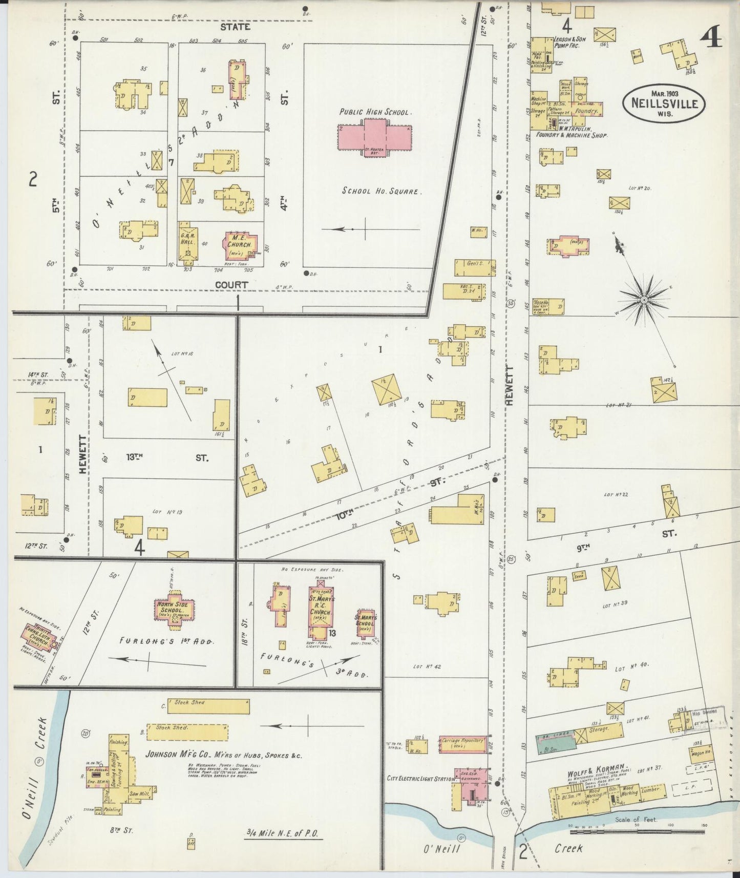 Sanborn Fire Insurance Map from Neillsville, Clark County, Wisconsin (1903), Sheet #0004 - Complete Map Set gallery image, historic Sanborn map, vintage wall art, Wisconsin Wisconsin