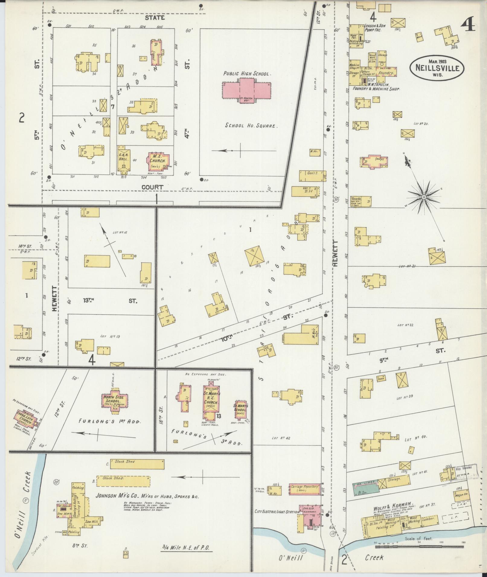 Sanborn Fire Insurance Map from Neillsville, Clark County, Wisconsin (1903), Sheet #0004 - Complete Map Set gallery image, historic Sanborn map, vintage wall art, Wisconsin Wisconsin