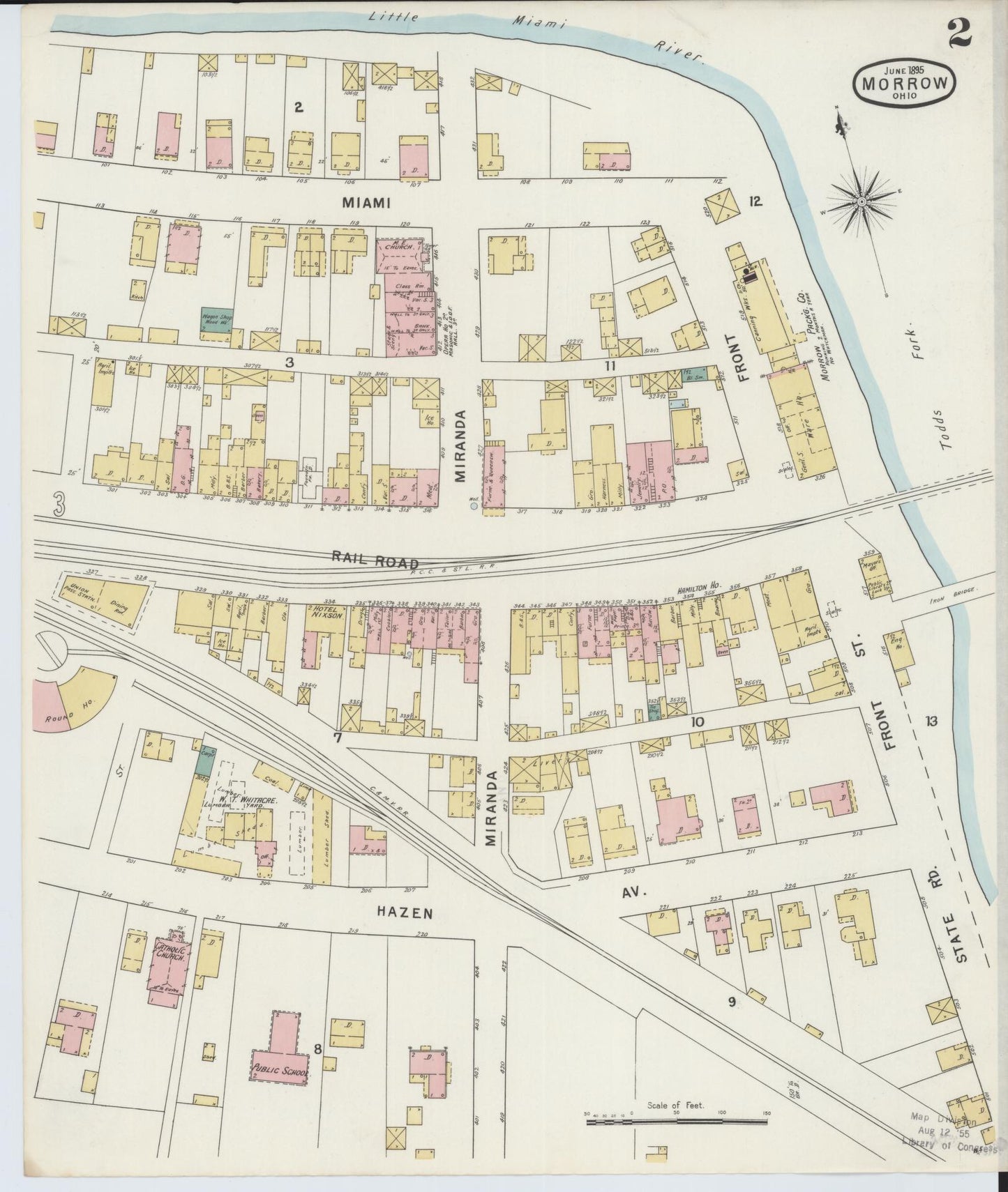 Sanborn Fire Insurance Map from Morrow, Warren County, Ohio (1895), Sheet #0002 - Complete Map Set gallery image, historic Sanborn map, vintage wall art, Ohio Ohio