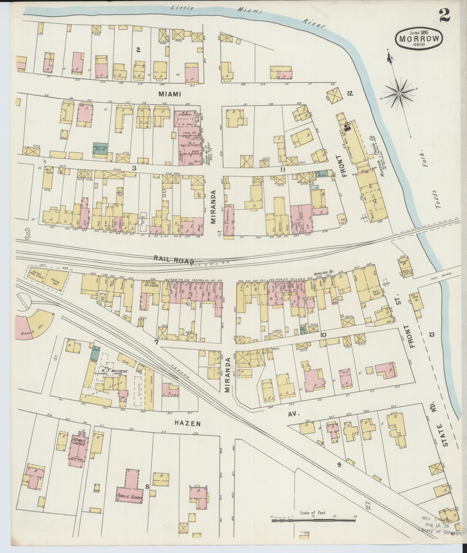 Sanborn Fire Insurance Map from Morrow, Warren County, Ohio (1895), Sheet #0002 - Complete Map Set gallery image, historic Sanborn map, vintage wall art, Ohio Ohio