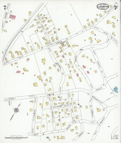 Sanborn Fire Insurance Map from Lexington, Middlesex County, Massachusetts (1927), Sheet #0007 - Complete Map Set gallery image, historic Sanborn map, vintage wall art, Massachusetts Massachusetts