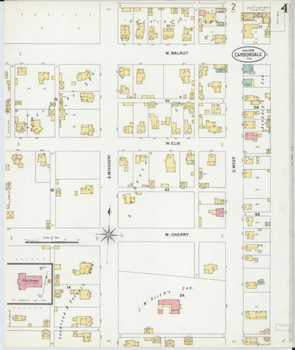 Sanborn Fire Insurance Map from Carbondale, Jackson County, Illinois (1899), Sheet #0004 - Complete Map Set gallery image, historic Sanborn map, vintage wall art, Illinois Illinois