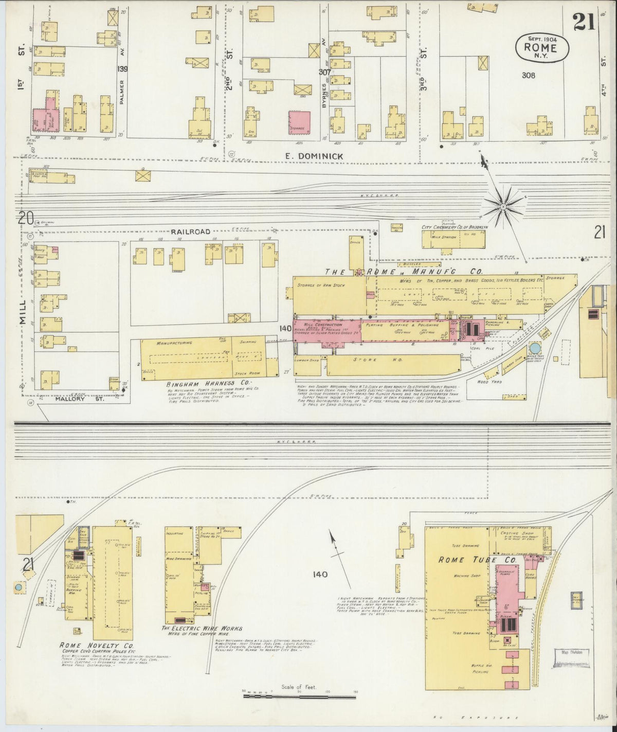 Sanborn Fire Insurance Map from Rome, Oneida County, New York (1904), Sheet #0021 - Historic Sanborn Fire Insurance Map Print, vintage old map wall art, antique decor, genealogy gift, New York New York map