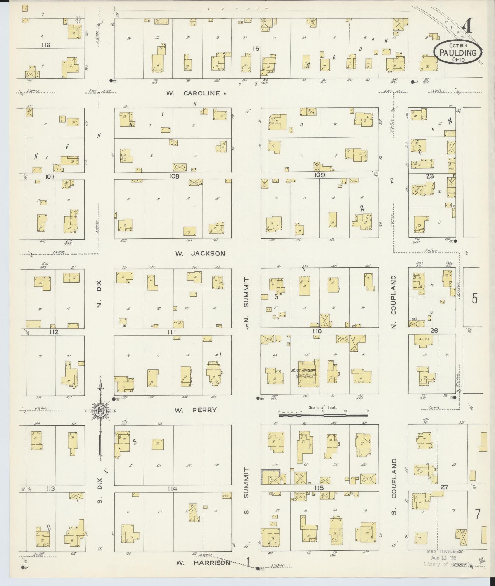 Sanborn Fire Insurance Map from Paulding, Paulding County, Ohio (1913), Sheet #0004 - Complete Map Set gallery image, historic Sanborn map, vintage wall art, Ohio Ohio