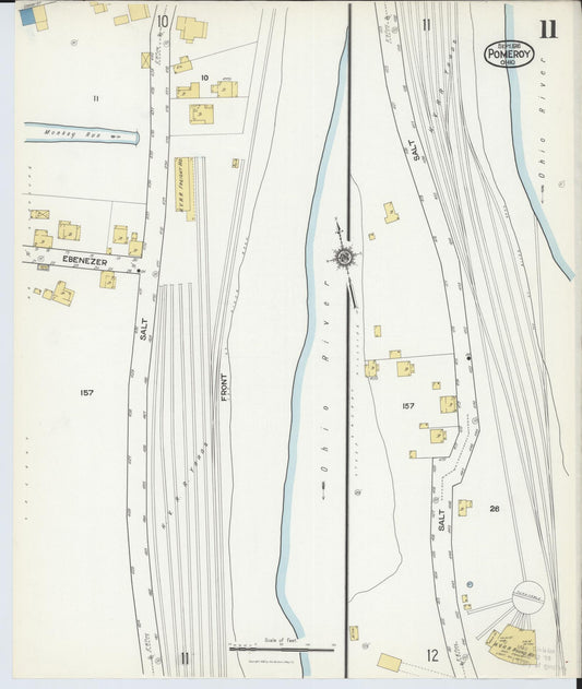 Sanborn Fire Insurance Map from Pomeroy, Meigs County, Ohio (1916), Sheet #0011 - Historic Sanborn Fire Insurance Map Print, vintage old map wall art, antique decor, genealogy gift, Ohio Ohio map