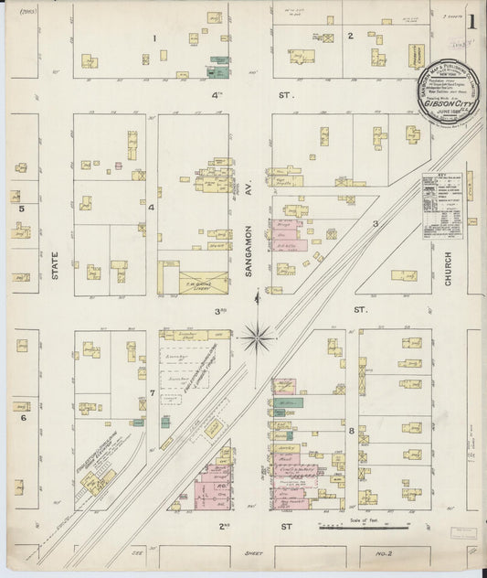 Sanborn Fire Insurance Map from Gibson City, Ford County, Illinois (1888), Sheet #0001 - Historic Sanborn Fire Insurance Map Print, vintage old map wall art, antique decor, genealogy gift, Illinois Illinois map