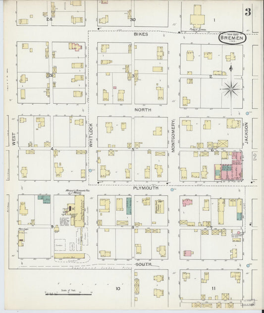 Sanborn Fire Insurance Map from Bremen, Marshall County, Indiana (1892), Sheet #0003 - Historic Sanborn Fire Insurance Map Print, vintage old map wall art, antique decor, genealogy gift, Indiana Indiana map