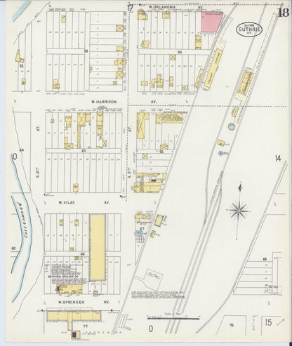 Sanborn Fire Insurance Map from Guthrie, Logan County, Oklahoma (1898), Sheet #0018 - Complete Map Set gallery image, historic Sanborn map, vintage wall art, Oklahoma Oklahoma