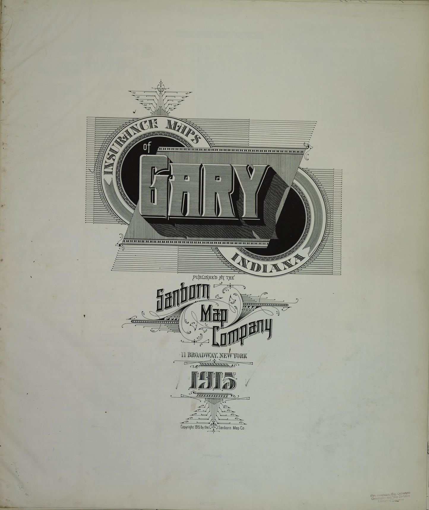 Sanborn Fire Insurance Map from Gary, Lake County, Indiana (1915), Sheet #0001 - Historic Sanborn Fire Insurance Map Print, vintage old map wall art, antique decor, genealogy gift, Indiana Indiana map