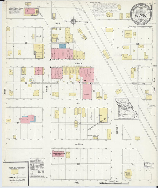 Sanborn Fire Insurance Map from Eldon, Miller County, Missouri (1913), Sheet #0001 - Complete Map Set gallery image, historic Sanborn map, vintage wall art, Missouri Missouri