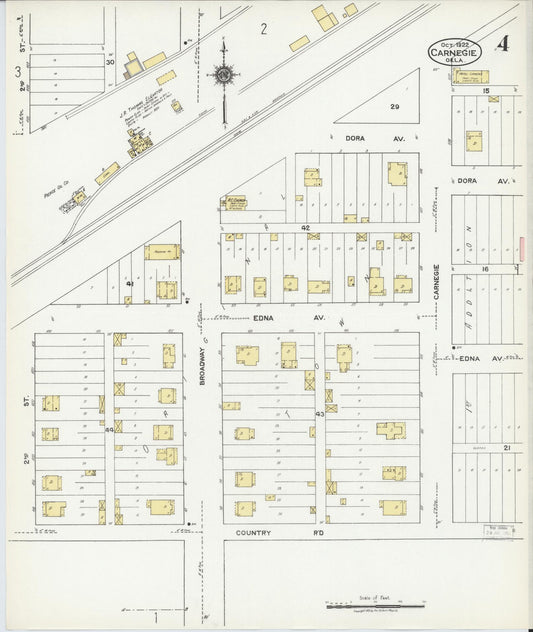 Sanborn Fire Insurance Map from Carnegie, Caddo County, Oklahoma (1922), Sheet #0004 - Historic Sanborn Fire Insurance Map Print, vintage old map wall art, antique decor, genealogy gift, Oklahoma Oklahoma map
