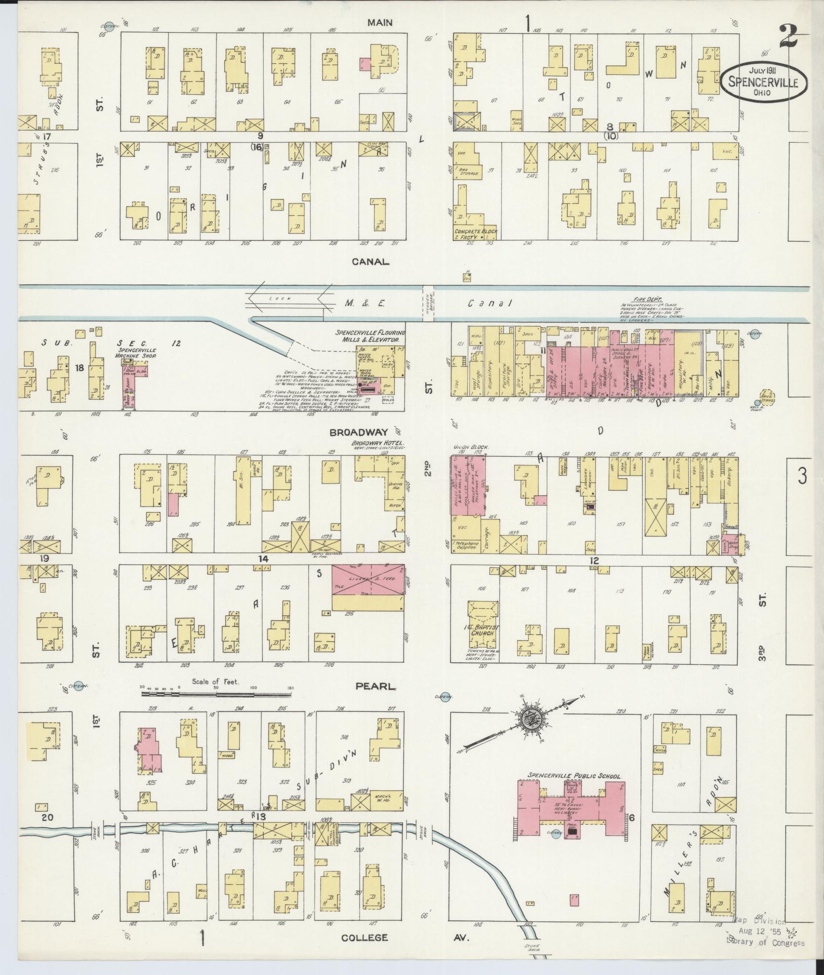 Sanborn Fire Insurance Map from Spencerville, Allen County, Ohio (1911), Sheet #0002 - Historic Sanborn Fire Insurance Map Print, vintage old map wall art, antique decor, genealogy gift, Ohio Ohio map