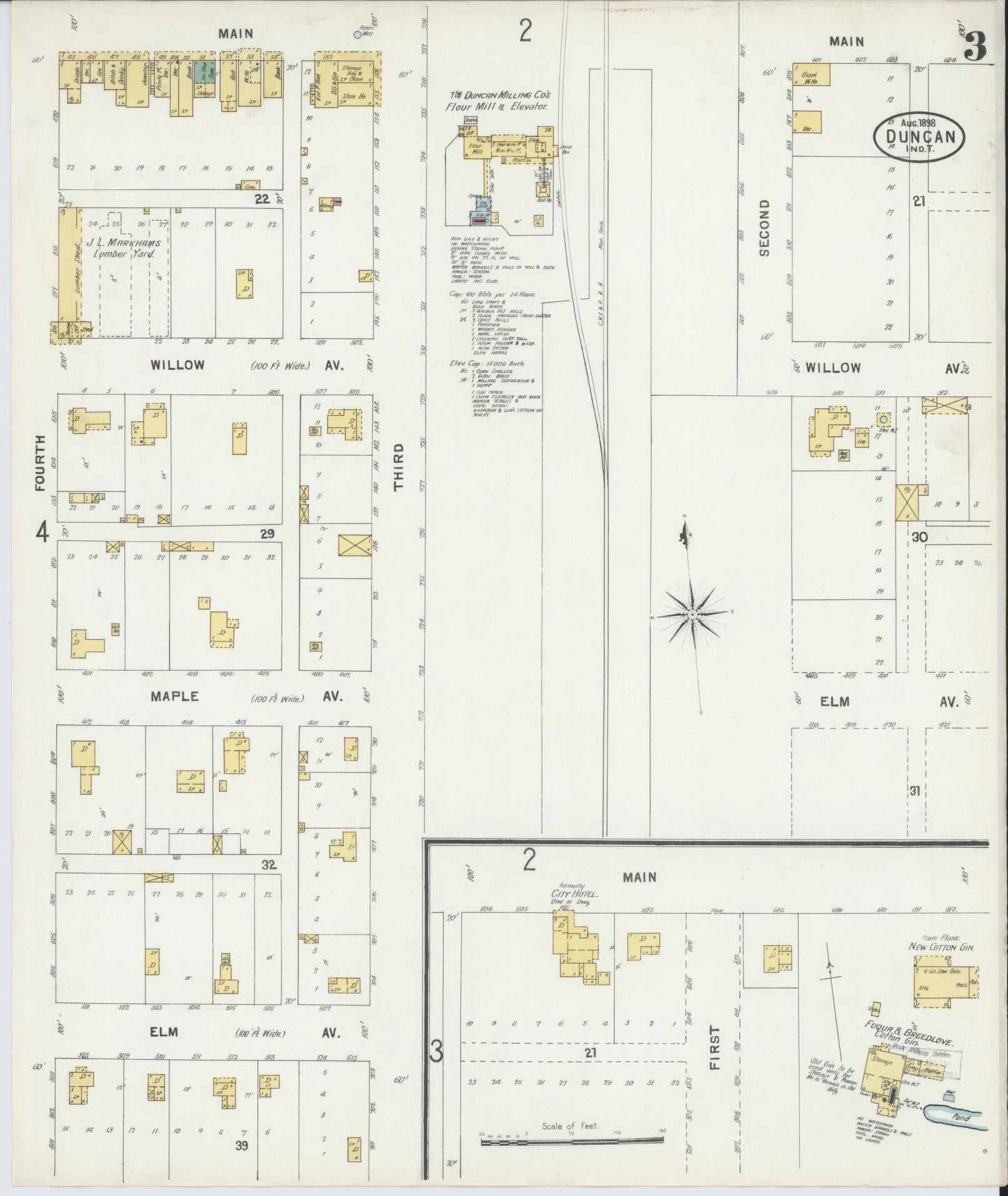 Sanborn Fire Insurance Map from Duncan, Stephens County, Oklahoma (1898), Sheet #0003 - Complete Map Set gallery image, historic Sanborn map, vintage wall art, Oklahoma Oklahoma