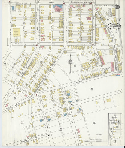 Sanborn Fire Insurance Map from Lehighton, Carbon County, Pennsylvania (1915), Sheet #0010 - Historic Sanborn Fire Insurance Map Print, vintage old map wall art, antique decor, genealogy gift, Pennsylvania Pennsylvania map