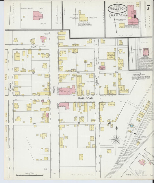 Sanborn Fire Insurance Map from Wellston, Jackson County, Ohio (1892), Sheet #0007 - Historic Sanborn Fire Insurance Map Print, vintage old map wall art, antique decor, genealogy gift, Ohio Ohio map