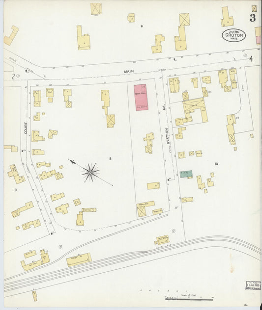 Sanborn Fire Insurance Map from Groton, Middlesex County, Massachusetts (1906), Sheet #0003 - Historic Sanborn Fire Insurance Map Print, vintage old map wall art, antique decor, genealogy gift, Massachusetts Massachusetts map