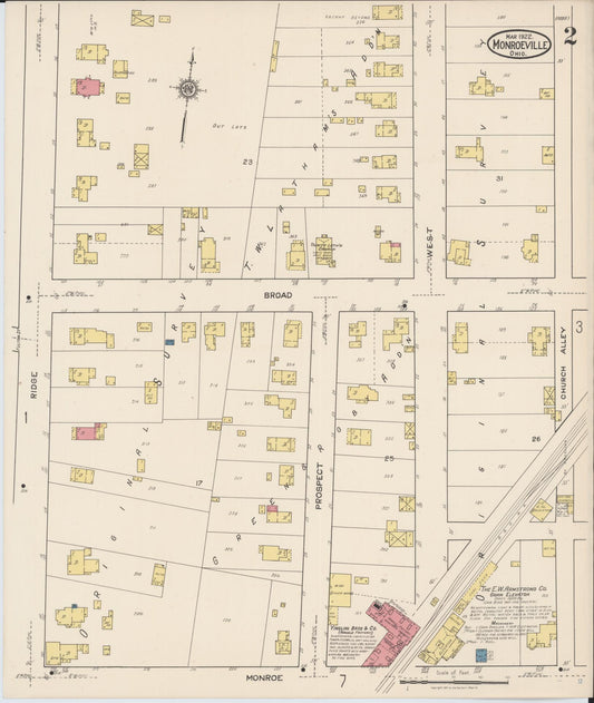 Sanborn Fire Insurance Map from Monroeville, Huron County, Ohio (1922), Sheet #0002 - Historic Sanborn Fire Insurance Map Print, vintage old map wall art, antique decor, genealogy gift, Ohio Ohio map