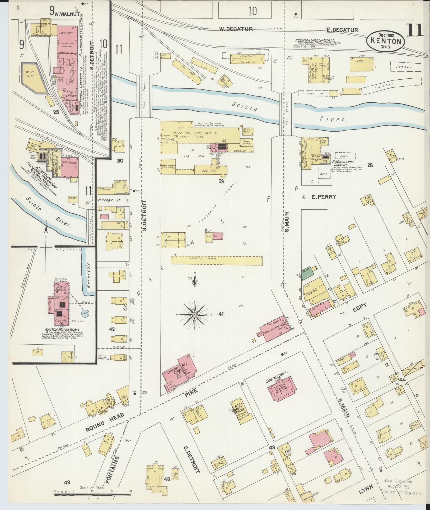 Sanborn Fire Insurance Map from Kenton, Hardin County, Ohio (1902), Sheet #0011 - Complete Map Set gallery image, historic Sanborn map, vintage wall art, Ohio Ohio