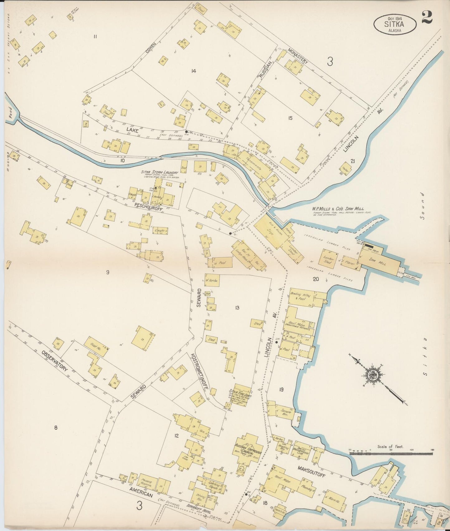 Sanborn Fire Insurance Map from Sitka, Sitka Census Division, Alaska (1914), Sheet #0002 - Complete Map Set gallery image, historic Sanborn map, vintage wall art, Alaska Alaska