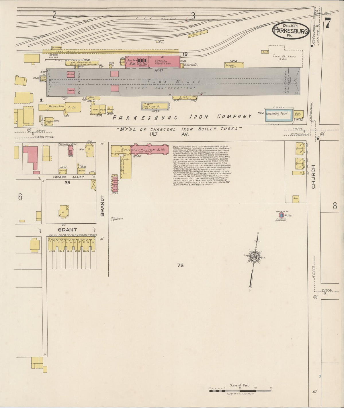 Sanborn Fire Insurance Map from Parkesburg, Chester County, Pennsylvania (1921), Sheet #0007 - Historic Sanborn Fire Insurance Map Print, vintage old map wall art, antique decor, genealogy gift, Pennsylvania Pennsylvania map