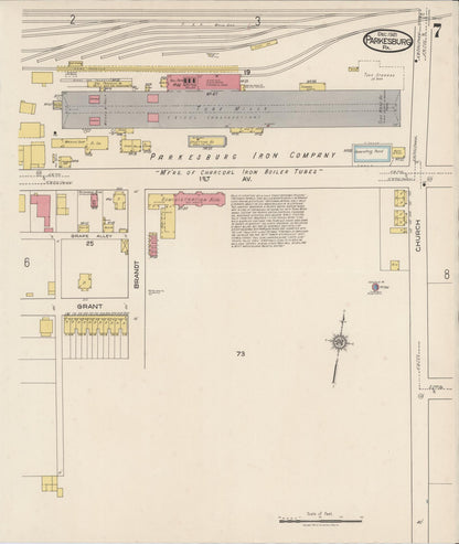 Sanborn Fire Insurance Map from Parkesburg, Chester County, Pennsylvania (1921), Sheet #0007 - Historic Sanborn Fire Insurance Map Print, vintage old map wall art, antique decor, genealogy gift, Pennsylvania Pennsylvania map