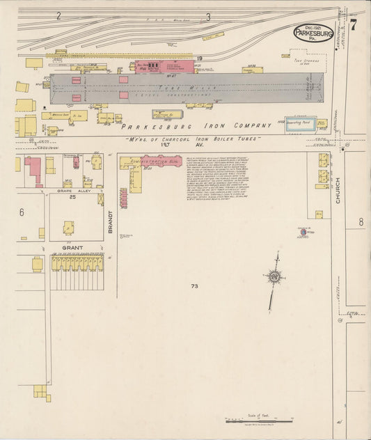 Sanborn Fire Insurance Map from Parkesburg, Chester County, Pennsylvania (1921), Sheet #0007 - Historic Sanborn Fire Insurance Map Print, vintage old map wall art, antique decor, genealogy gift, Pennsylvania Pennsylvania map