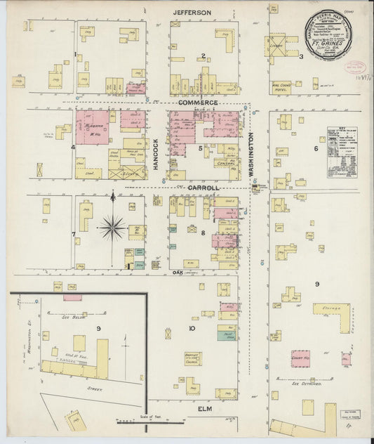 Sanborn Fire Insurance Map from Fort Gaines, Clay County, Georgia (1890), Sheet #0001 - Historic Sanborn Fire Insurance Map Print, vintage old map wall art, antique decor, genealogy gift, Georgia Georgia map