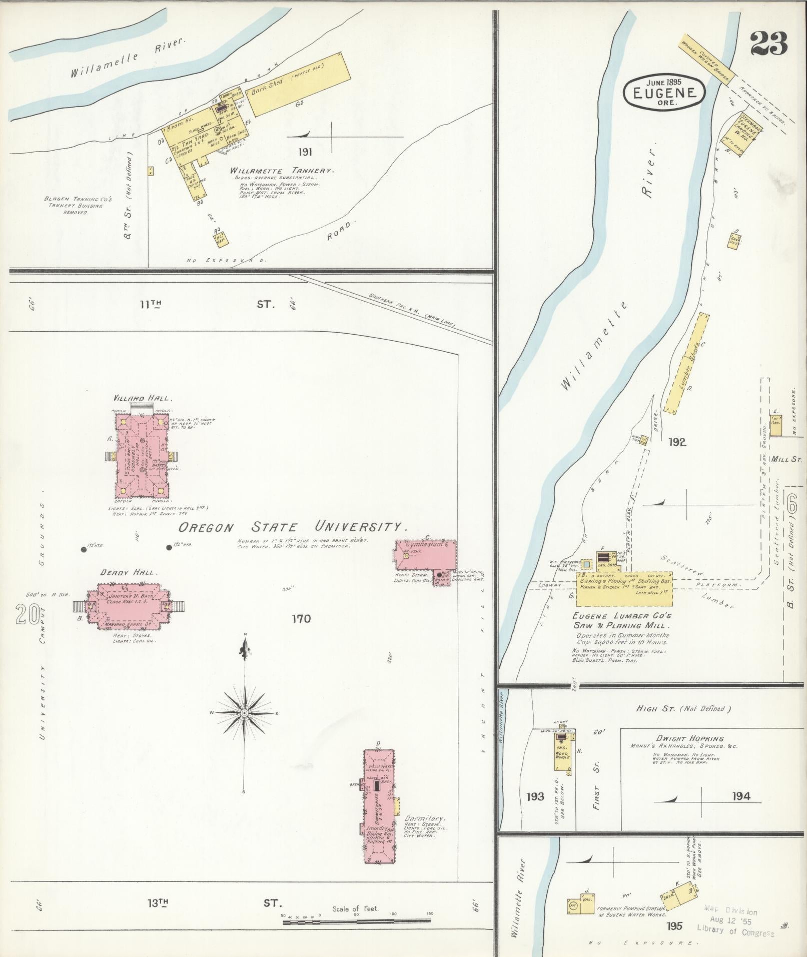 Sanborn Fire Insurance Map from Eugene, Lane County, Oregon (1896), Sheet #0023 - Complete Map Set gallery image, historic Sanborn map, vintage wall art, Oregon Oregon
