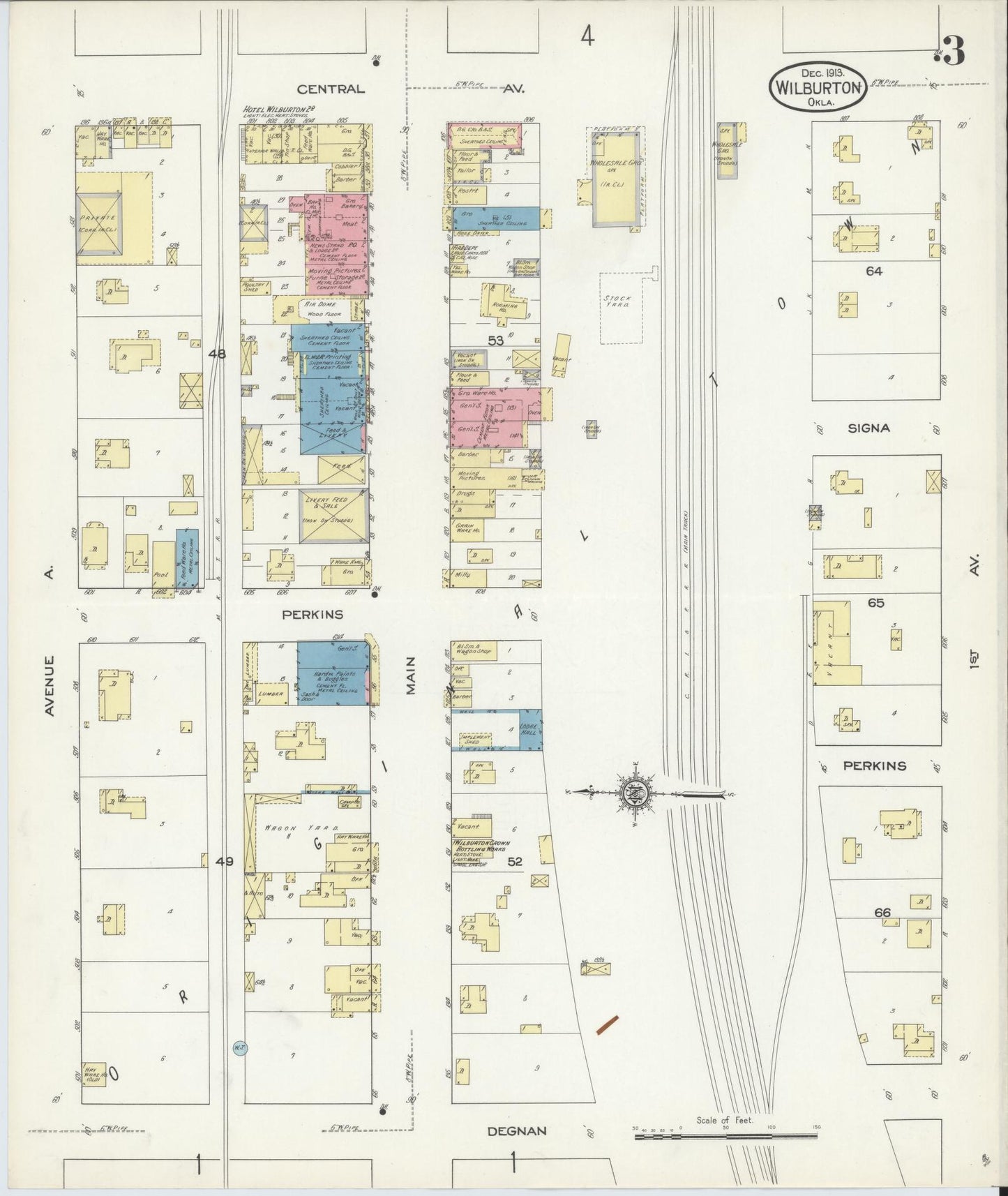 Sanborn Fire Insurance Map from Wilburton, Latimer County, Oklahoma (1913), Sheet #0003 - Historic Sanborn Fire Insurance Map Print, vintage old map wall art, antique decor, genealogy gift, Oklahoma Oklahoma map