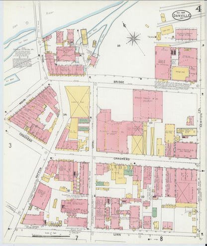 Sanborn Fire Insurance Map from Danville, Independent Cities, Virginia (1904), Sheet #0004 - Complete Map Set gallery image, historic Sanborn map, vintage wall art, Virginia Virginia