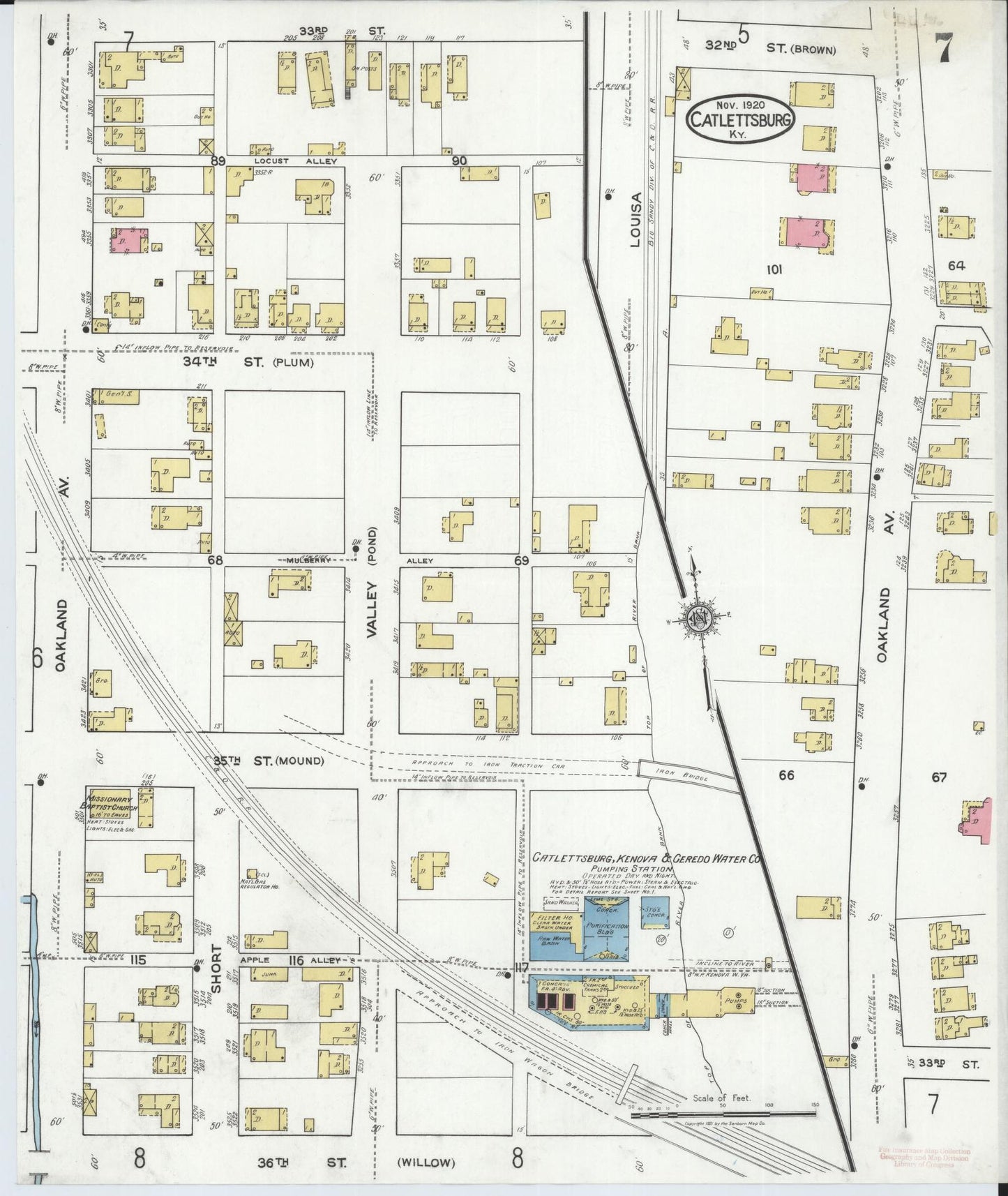 Sanborn Fire Insurance Map from Catlettsburg, Boyd County, Kentucky (1920), Sheet #0007 - Complete Map Set gallery image, historic Sanborn map, vintage wall art, Kentucky Kentucky