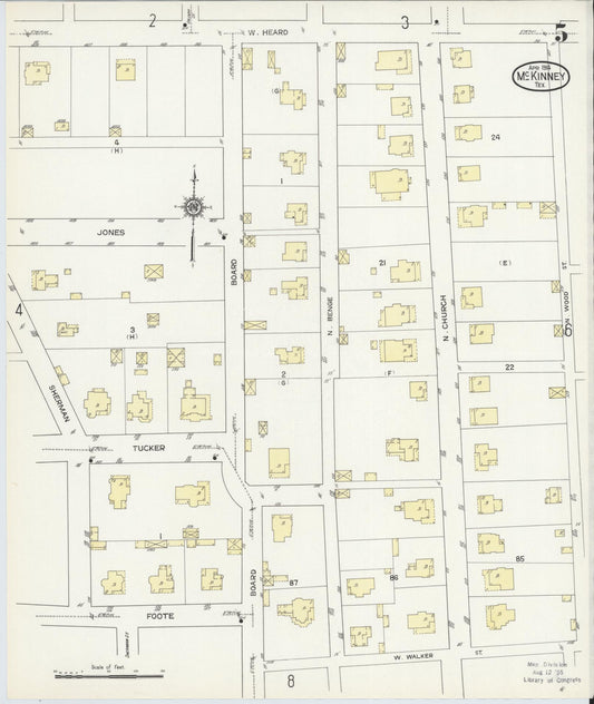 Sanborn Fire Insurance Map from McKinney, Collin County, Texas (1914), Sheet #0005 - Historic Sanborn Fire Insurance Map Print, vintage old map wall art, antique decor, genealogy gift, Texas Texas map